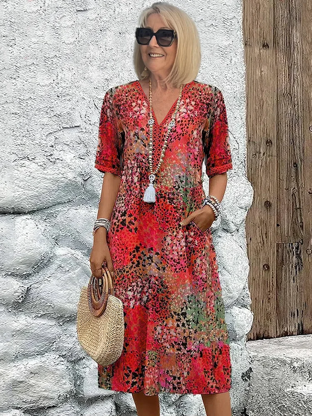 Ella | Women’s Summer Midi Printed Boho Dress