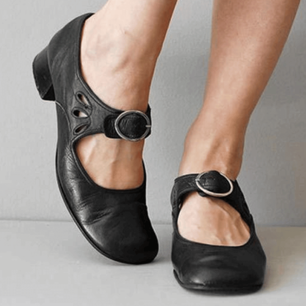 Ella | Women's Vintage Buckle Low Heel Sandals