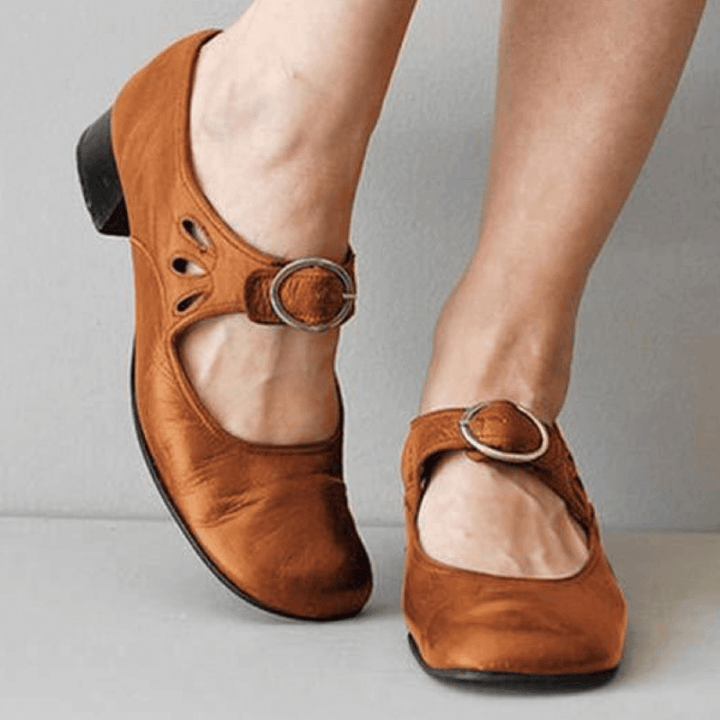 Ella | Women's Vintage Buckle Low Heel Sandals