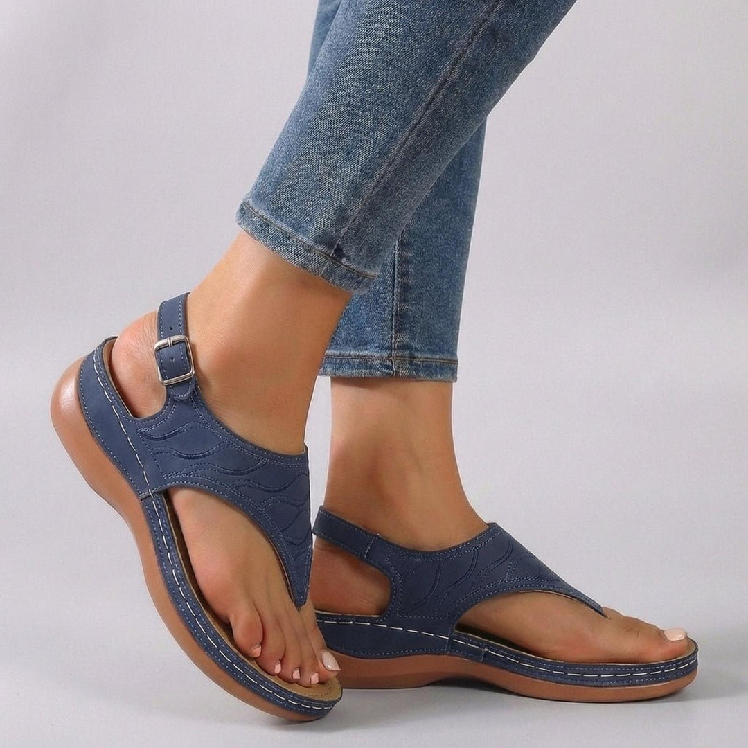 Emma | Orthopedic Wedge Sandals Embroidered Ankle Strap Open Toe