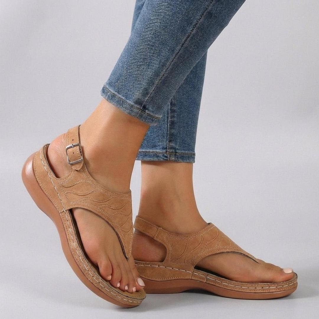 Emma | Orthopedic Wedge Sandals Embroidered Ankle Strap Open Toe