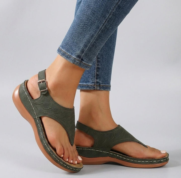 Emma | Orthopedic Wedge Sandals Embroidered Ankle Strap Open Toe