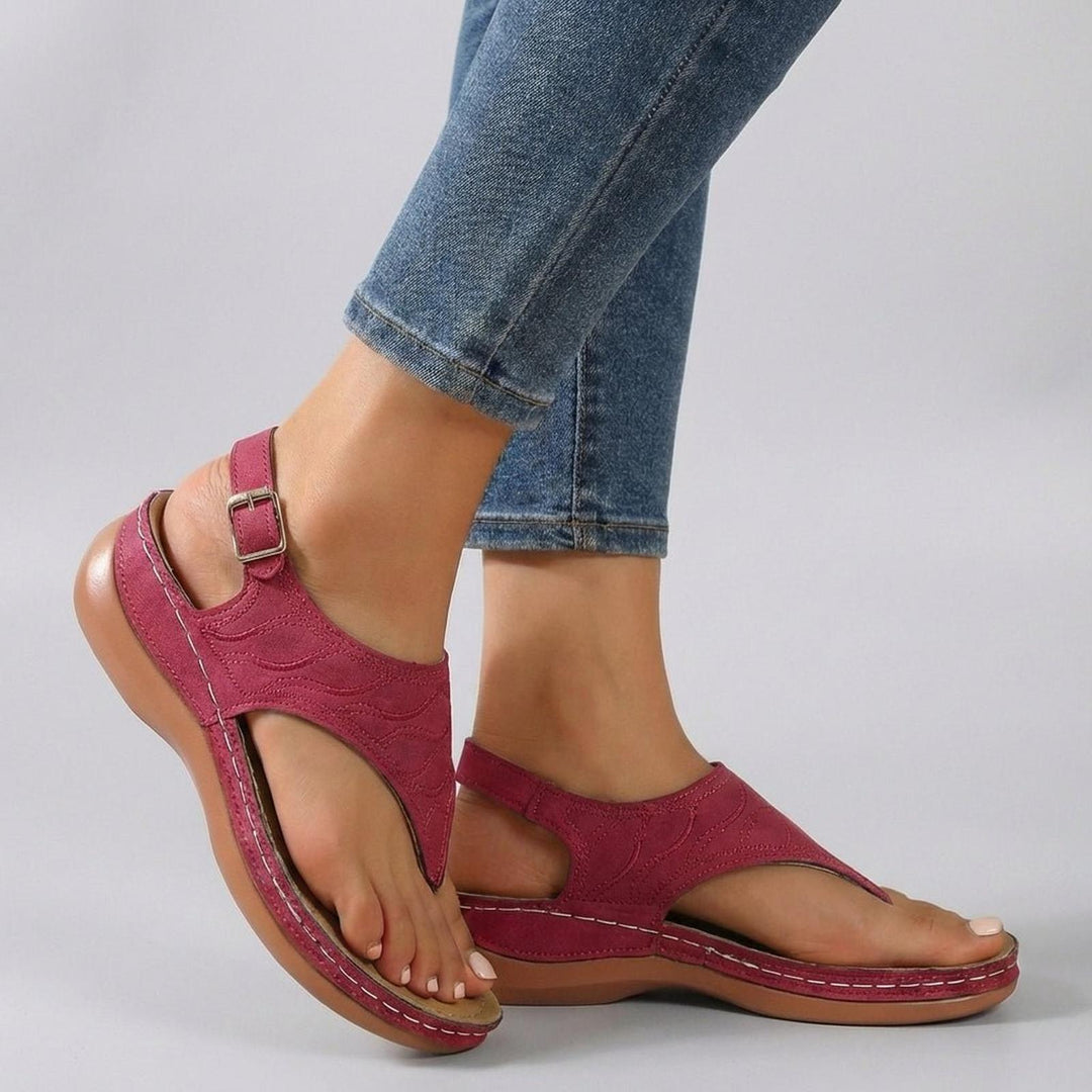 Emma | Orthopedic Wedge Sandals Embroidered Ankle Strap Open Toe