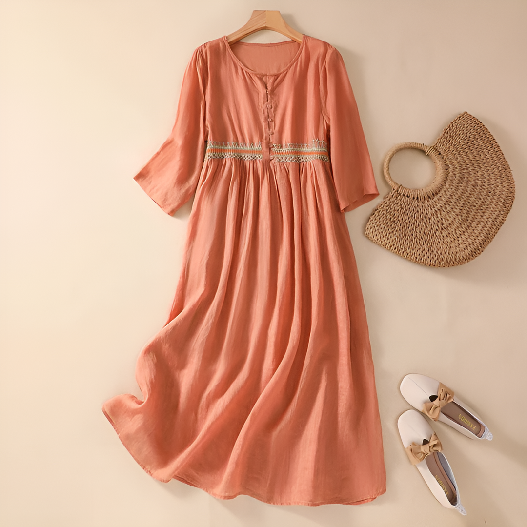 Emma | Women's Embroidered Midi Summer Dress