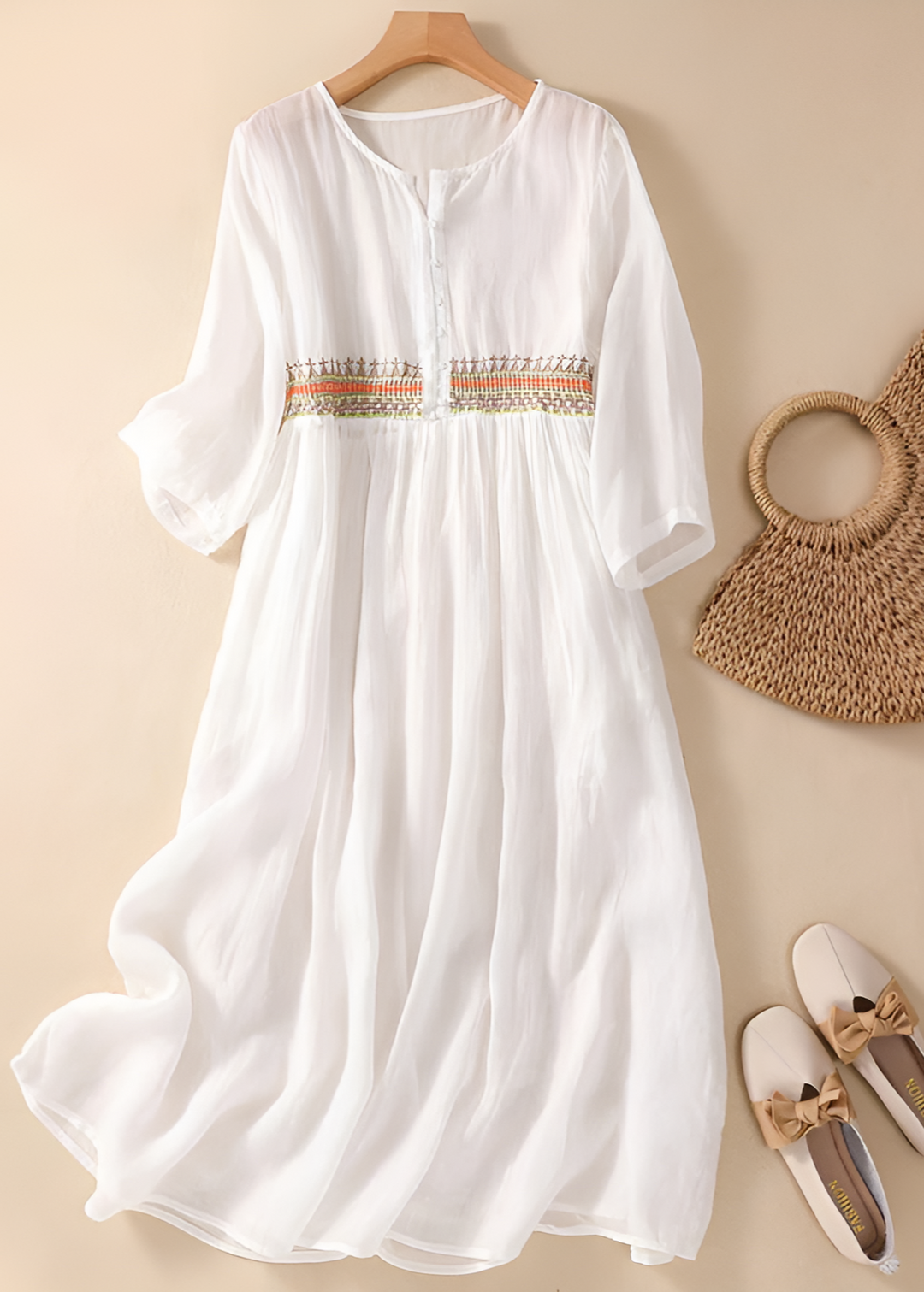 Emma | Women's Embroidered Midi Summer Dress