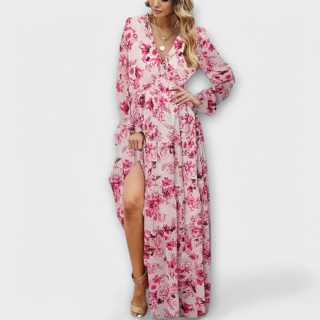 Erica | Women’s Summer Maxi Floral Ruffle Dress