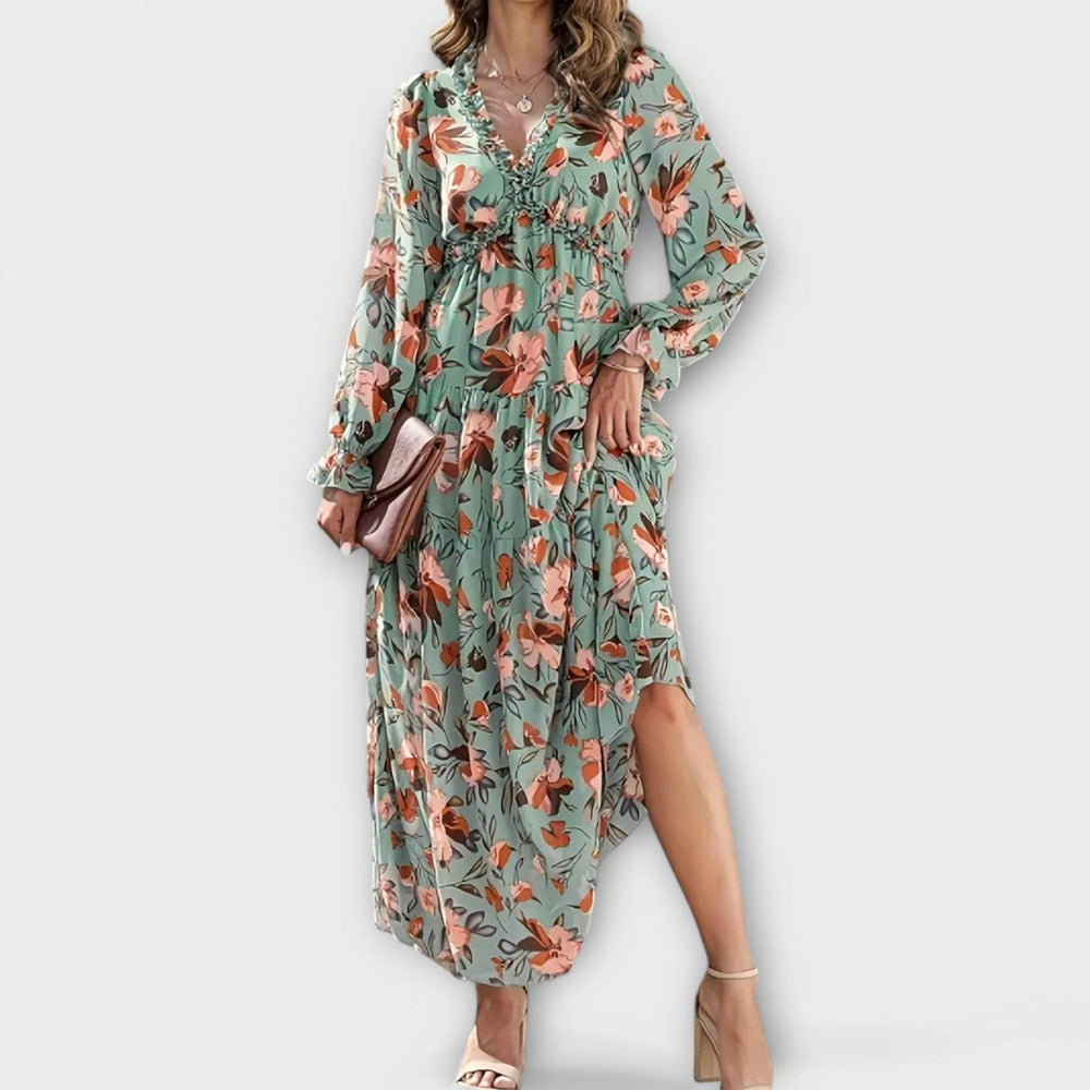 Erica | Women’s Summer Maxi Floral Ruffle Dress