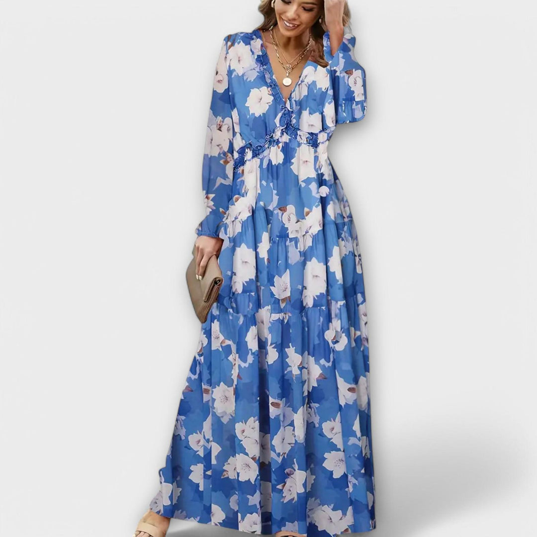 Erica | Women’s Summer Maxi Floral Ruffle Dress
