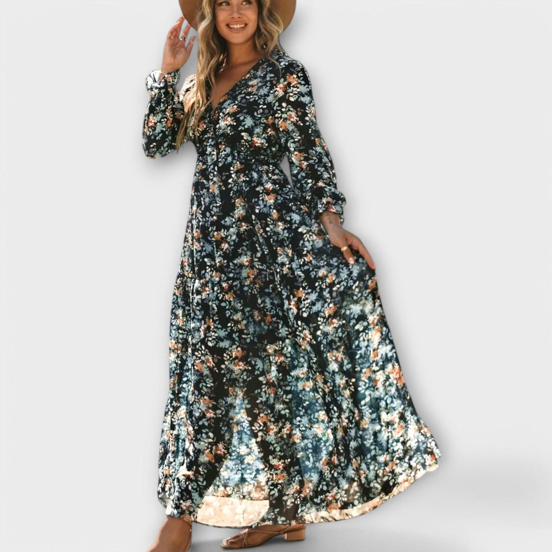 Erica | Women’s Summer Maxi Floral Ruffle Dress