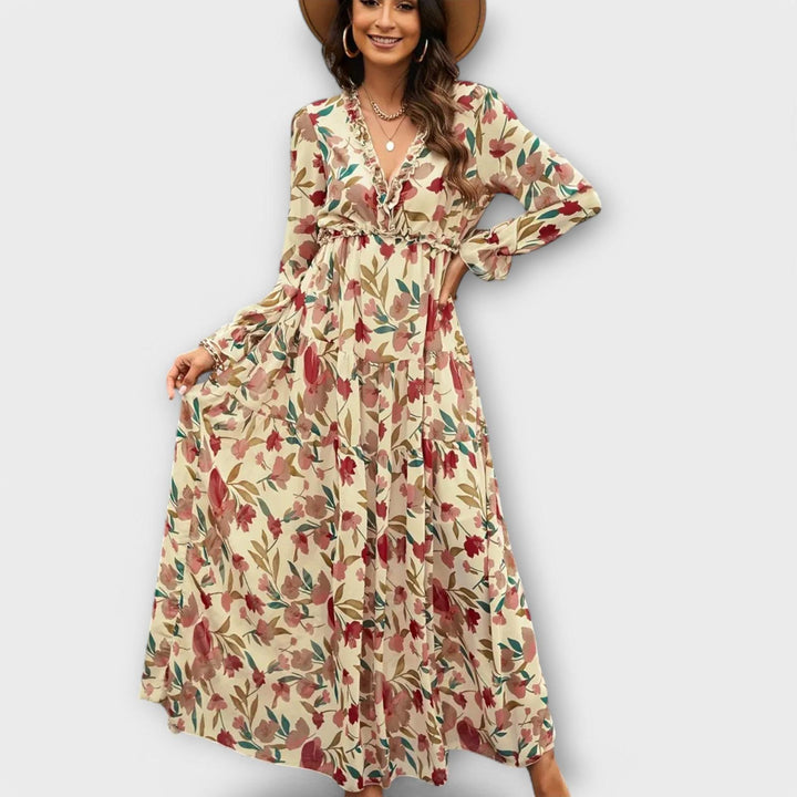 Erica | Women’s Summer Maxi Floral Ruffle Dress