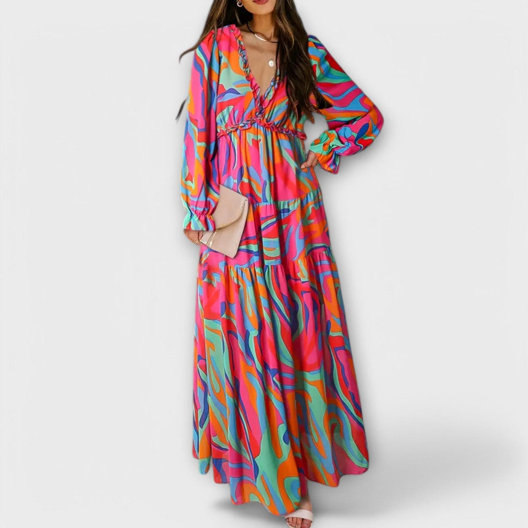 Erica | Women’s Summer Maxi Floral Ruffle Dress