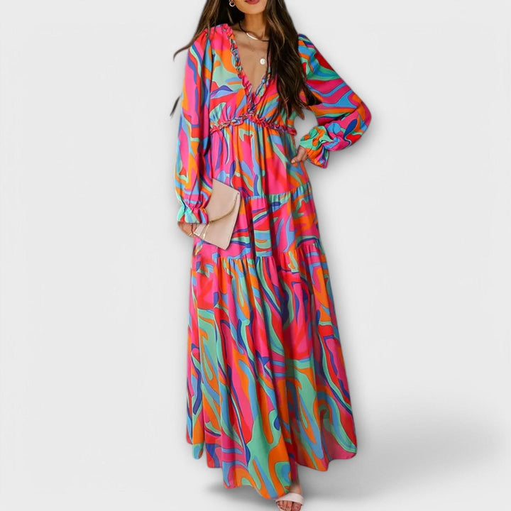 Erica | Women’s Summer Maxi Floral Ruffle Dress