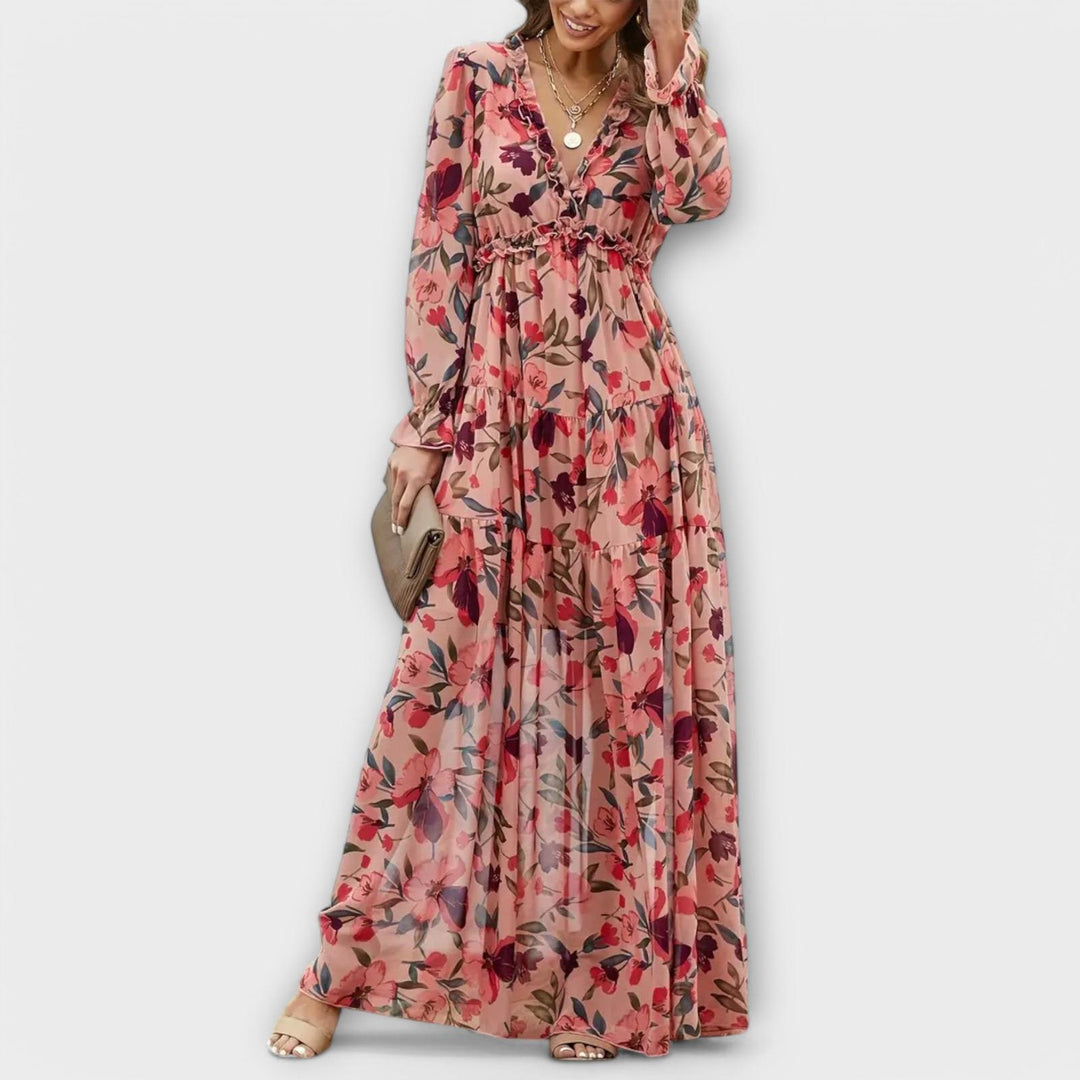 Erica | Women’s Summer Maxi Floral Ruffle Dress