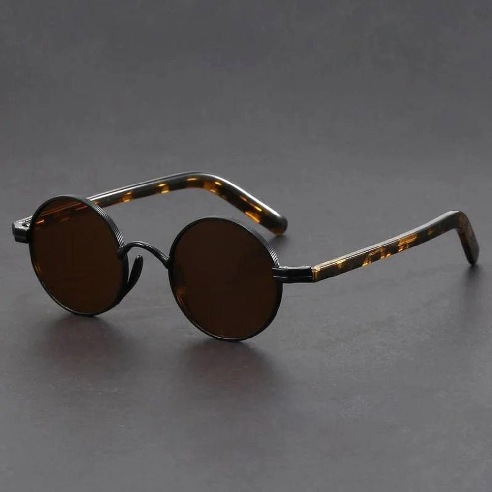 Evelyn | Sunglasses Retro Round Frame UV400 Metal Tortoiseshell