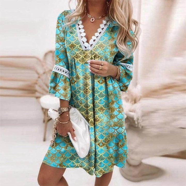 Evelyn | Women's Boho Floral V Neck Mini Dress