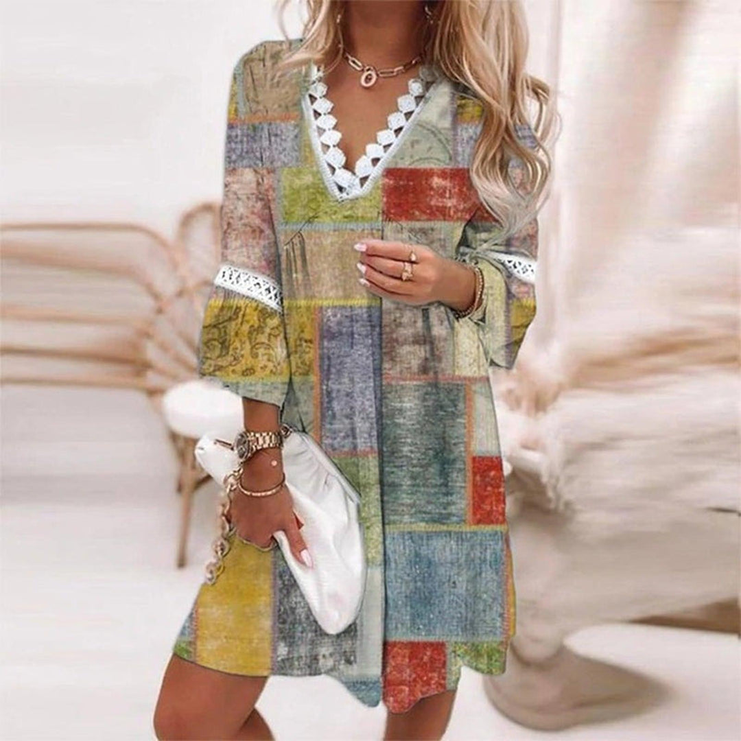 Evelyn | Women's Boho Floral V Neck Mini Dress