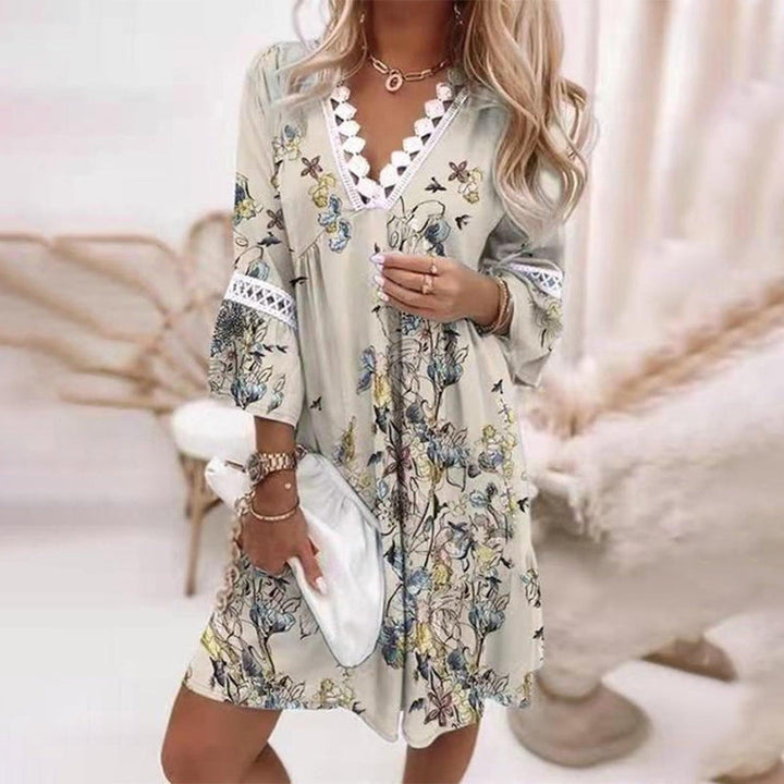 Evelyn | Women's Boho Floral V Neck Mini Dress
