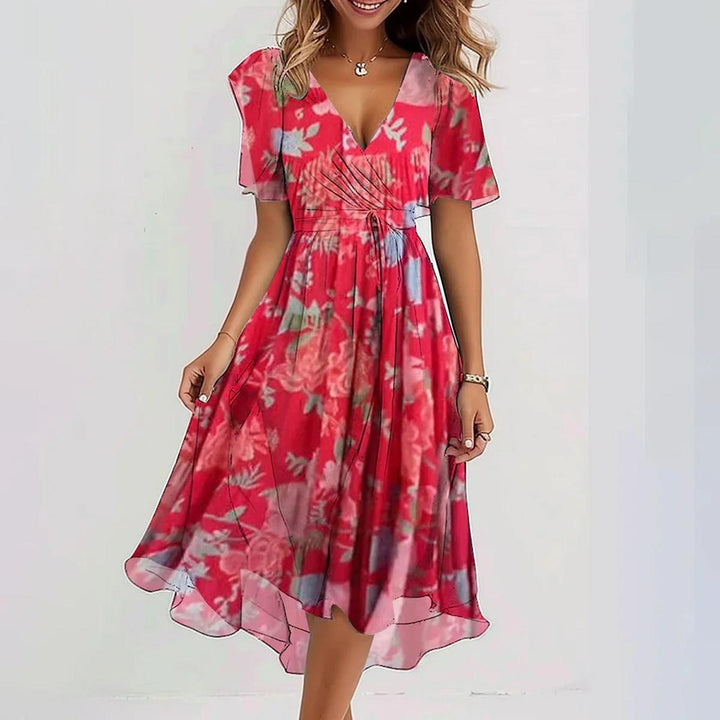 Evelyn | Women’s Floral Wrap Summer Midi Dress
