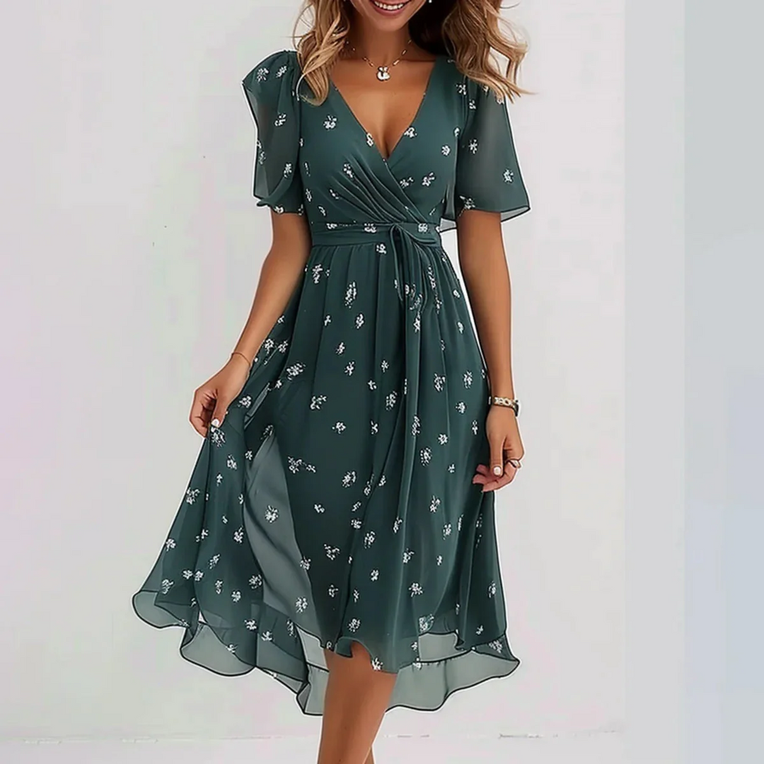 Evelyn | Women’s Floral Wrap Summer Midi Dress