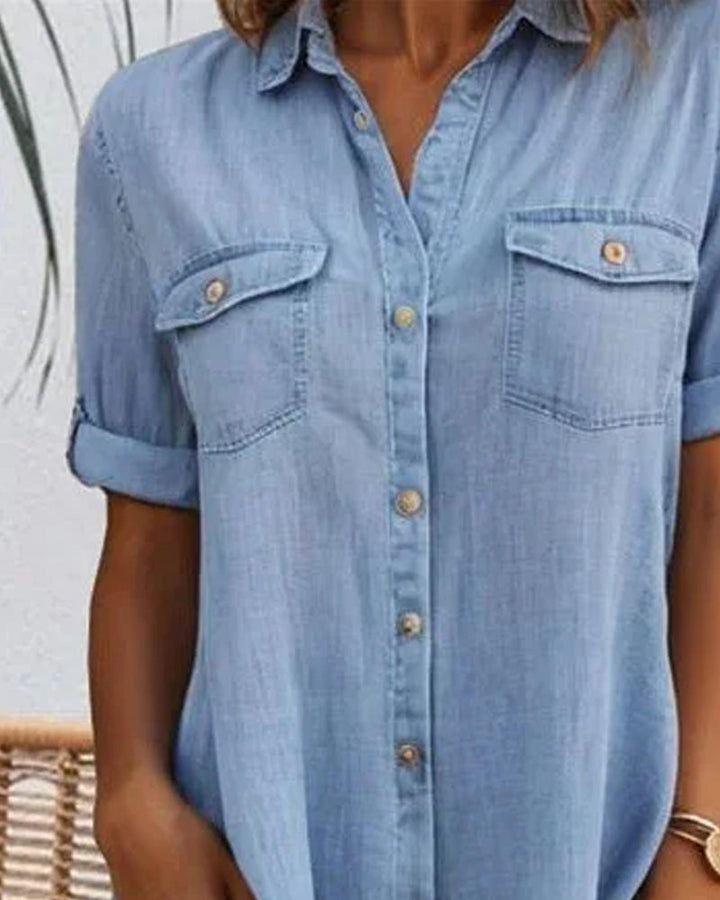 Faith | Women’s Denim Button Summer Midi Dress