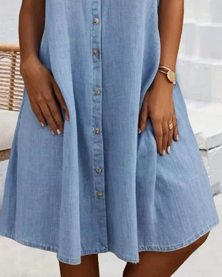 Faith | Women’s Denim Button Summer Midi Dress