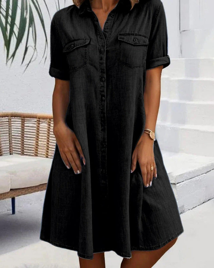 Faith | Women’s Denim Button Summer Midi Dress