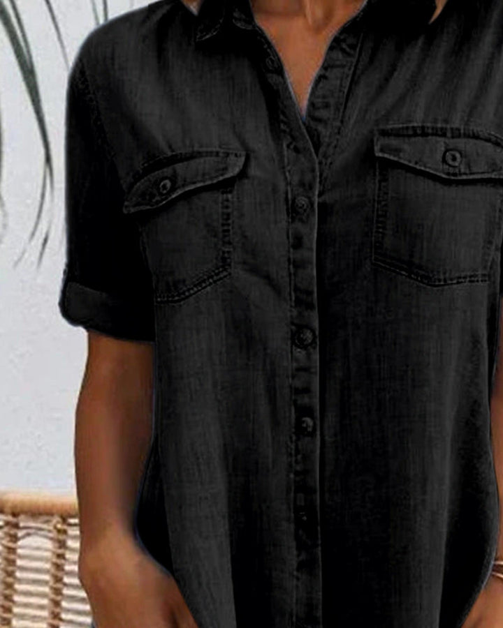 Faith | Women’s Denim Button Summer Midi Dress
