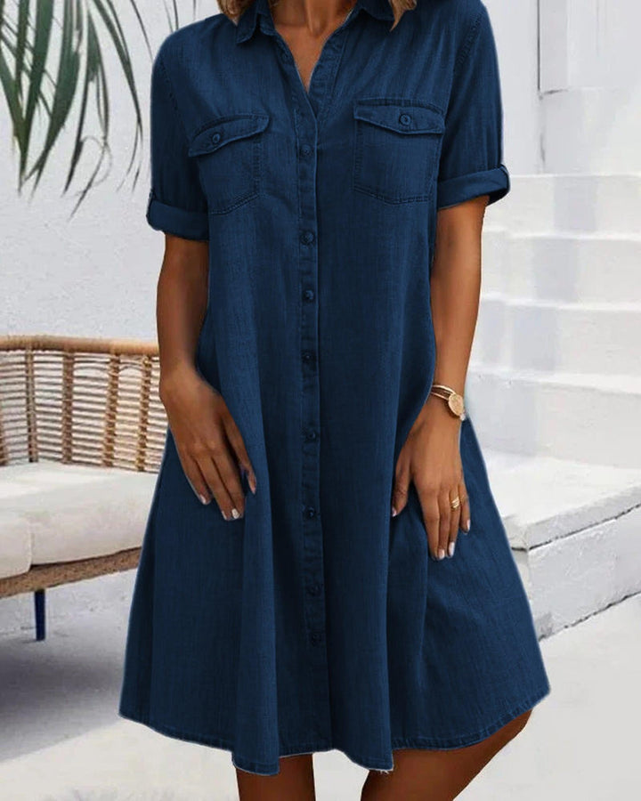 Faith | Women’s Denim Button Summer Midi Dress