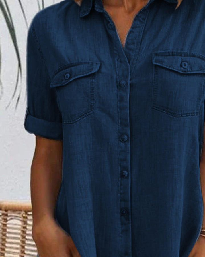 Faith | Women’s Denim Button Summer Midi Dress