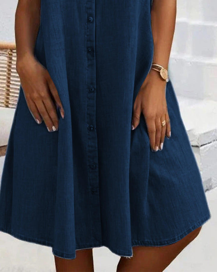 Faith | Women’s Denim Button Summer Midi Dress