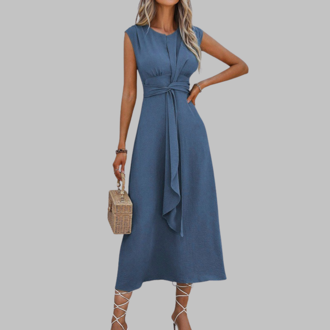Gabriella | Women’s Sleeveless Belted A Line Midi Dress