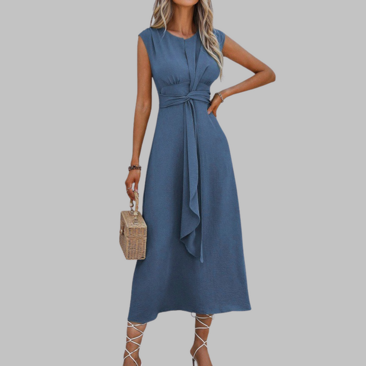 Gabriella | Women’s Sleeveless Belted A Line Midi Dress