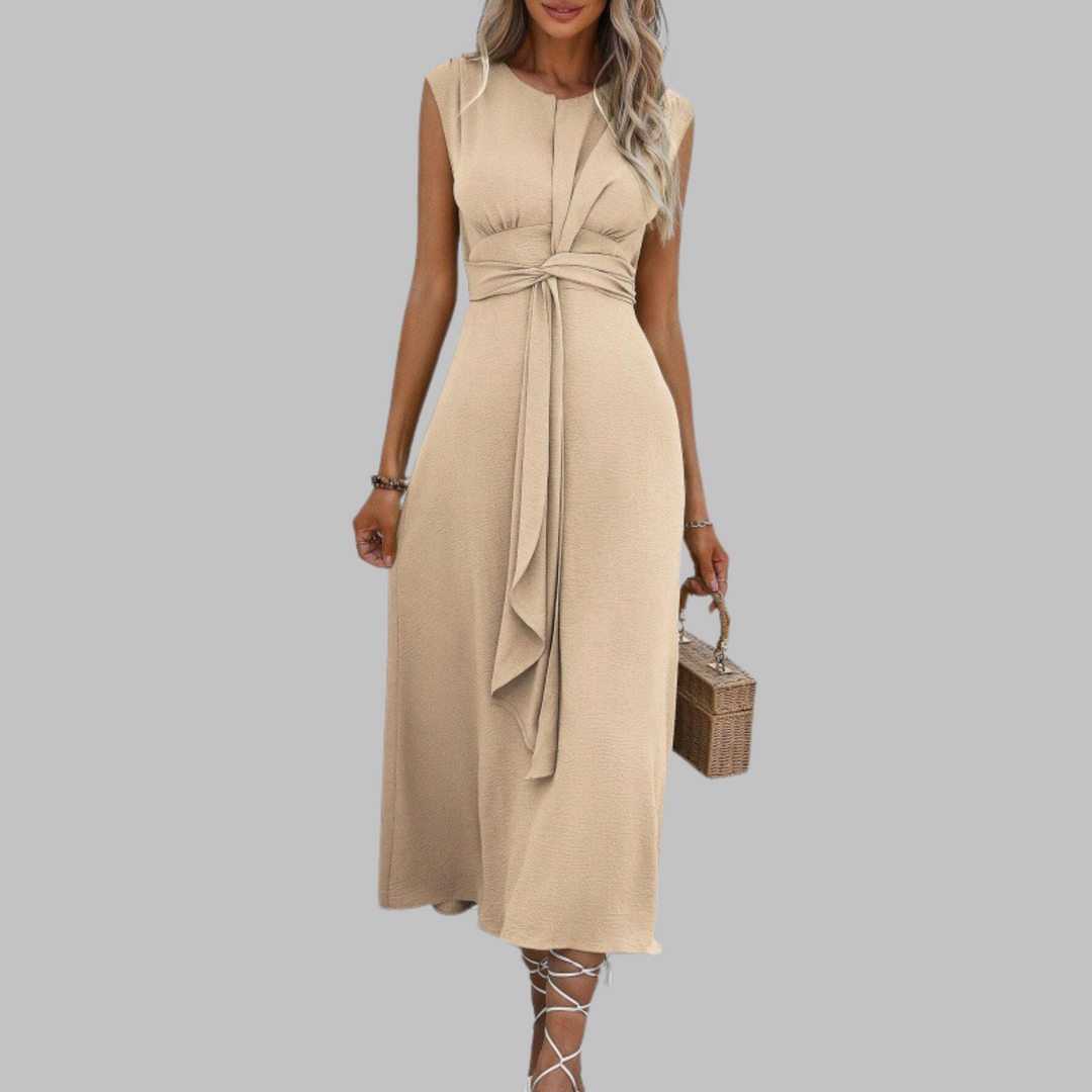 Gabriella | Women’s Sleeveless Belted A Line Midi Dress