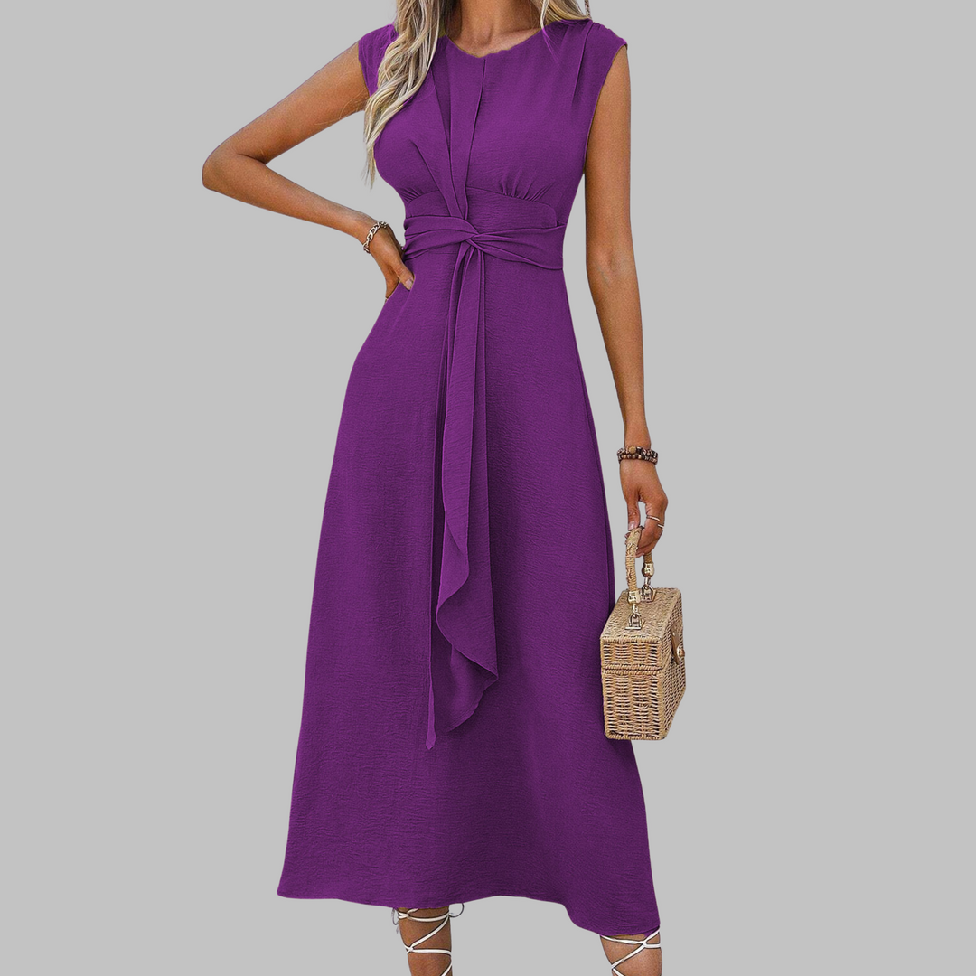 Gabriella | Women’s Sleeveless Belted A Line Midi Dress