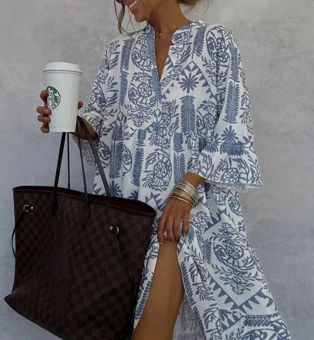 Grace | Women's Boho Patterned Long Sleeve Mini Dress