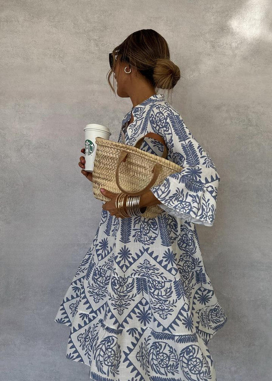 Grace | Women's Boho Patterned Long Sleeve Mini Dress