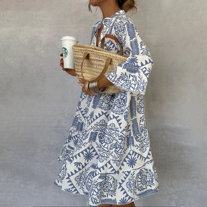 Grace | Women's Boho Patterned Long Sleeve Mini Dress