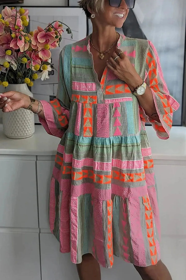 Grace | Women’s Boho Printed Summer Midi Dress Relaxed Fit