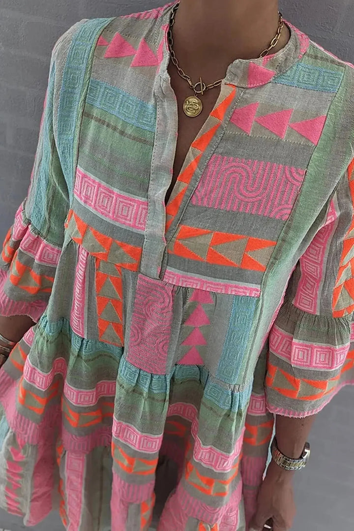 Grace | Women’s Boho Printed Summer Midi Dress Relaxed Fit