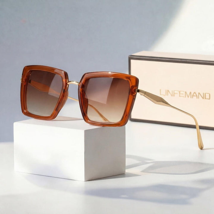 Harper | Sunglasses Square Frame UV400 Protection Metal Temples