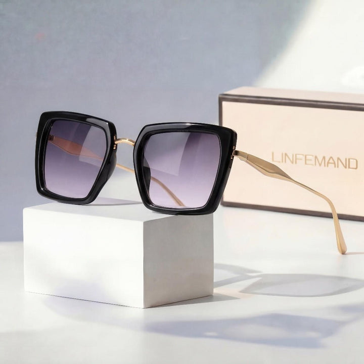Harper | Sunglasses Square Frame UV400 Protection Metal Temples