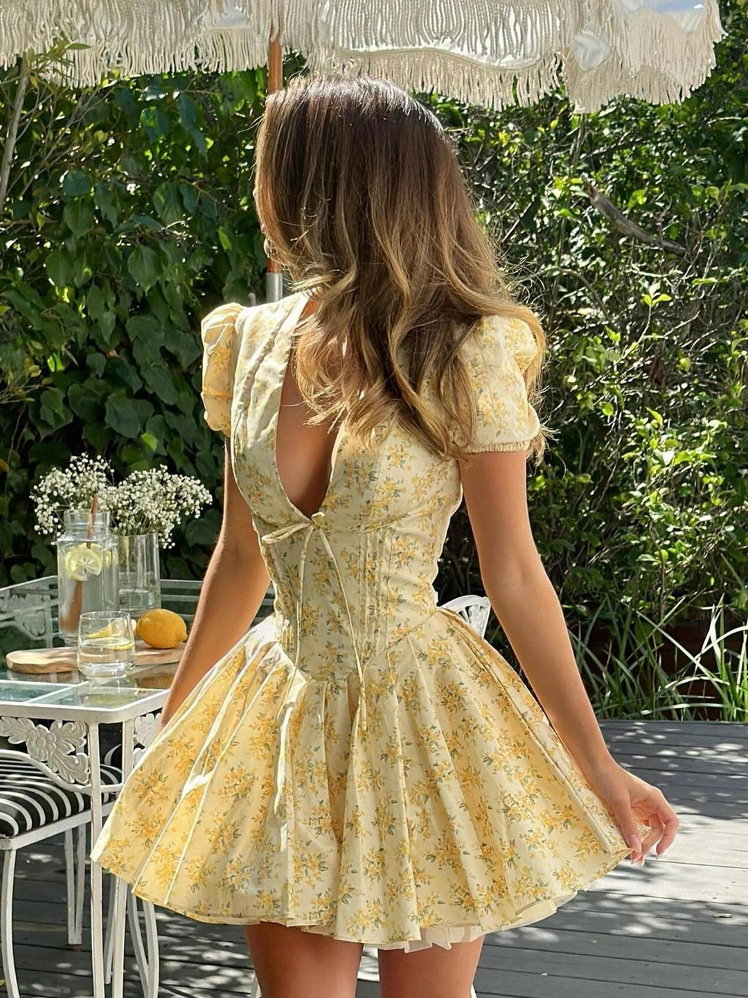 Hazel | Women’s Floral A Line Puff Sleeve Mini Dress