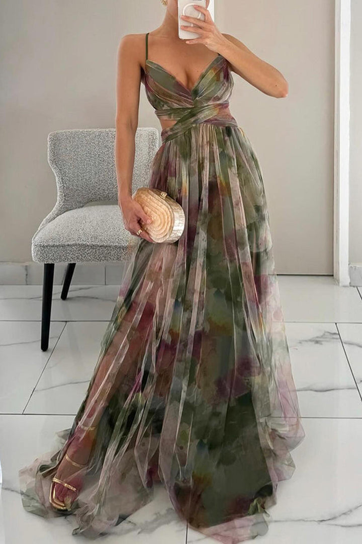 Isabel | Women's Spaghetti Strap Maxi Wedding Guest Dress