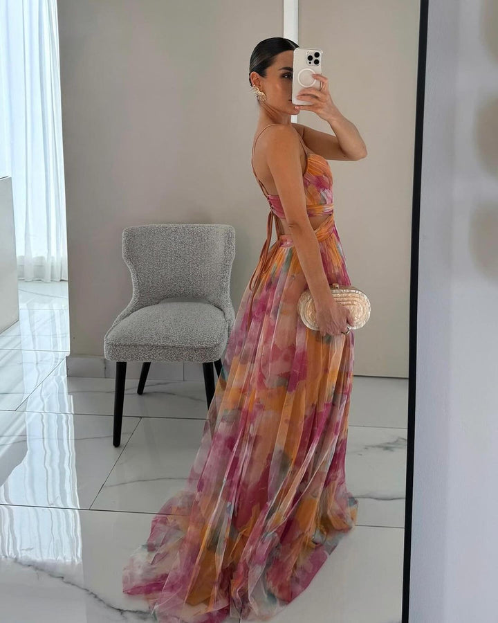 Isabel | Women's Spaghetti Strap Maxi Wedding Guest Dress