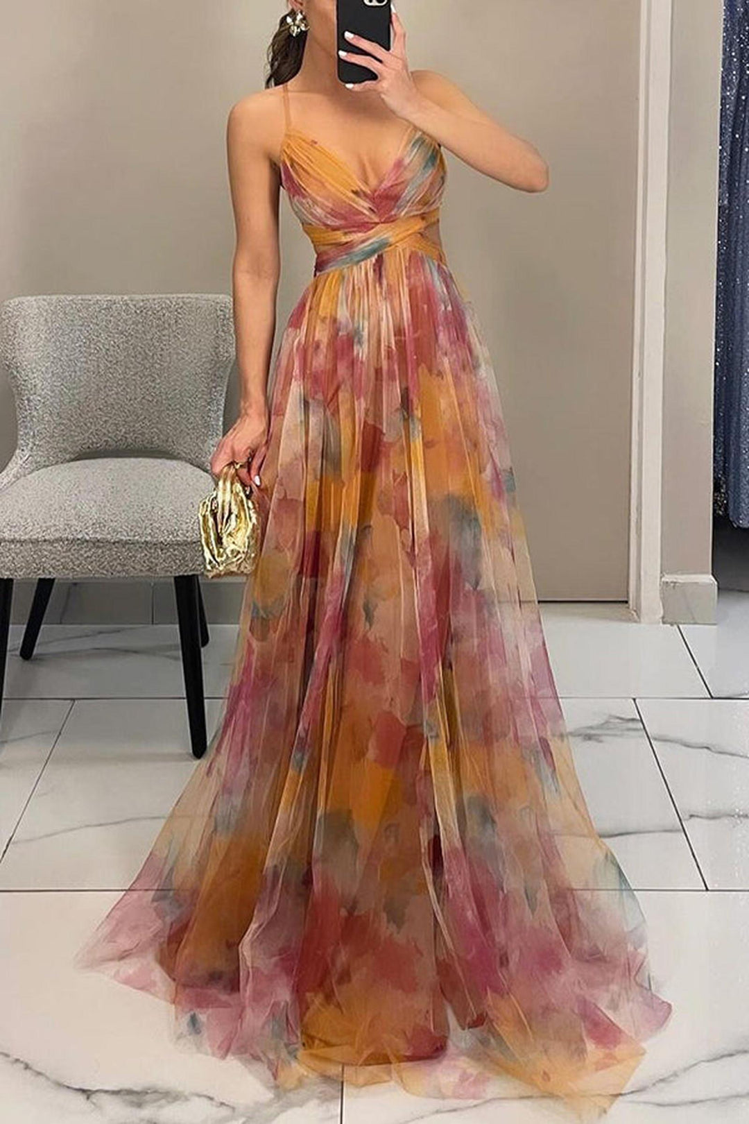 Isabel | Women's Spaghetti Strap Maxi Wedding Guest Dress