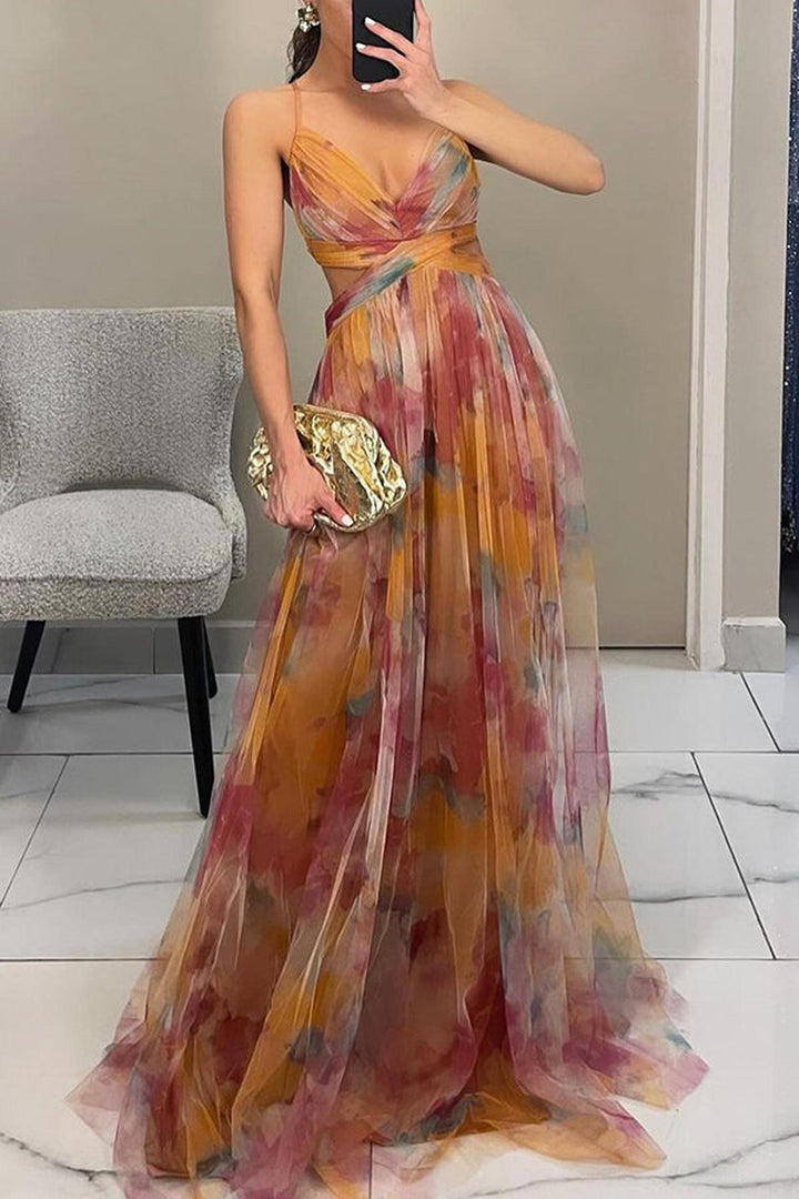 Isabel | Women's Spaghetti Strap Maxi Wedding Guest Dress