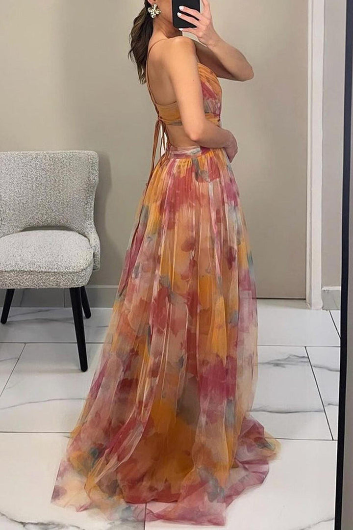 Isabel | Women's Spaghetti Strap Maxi Wedding Guest Dress