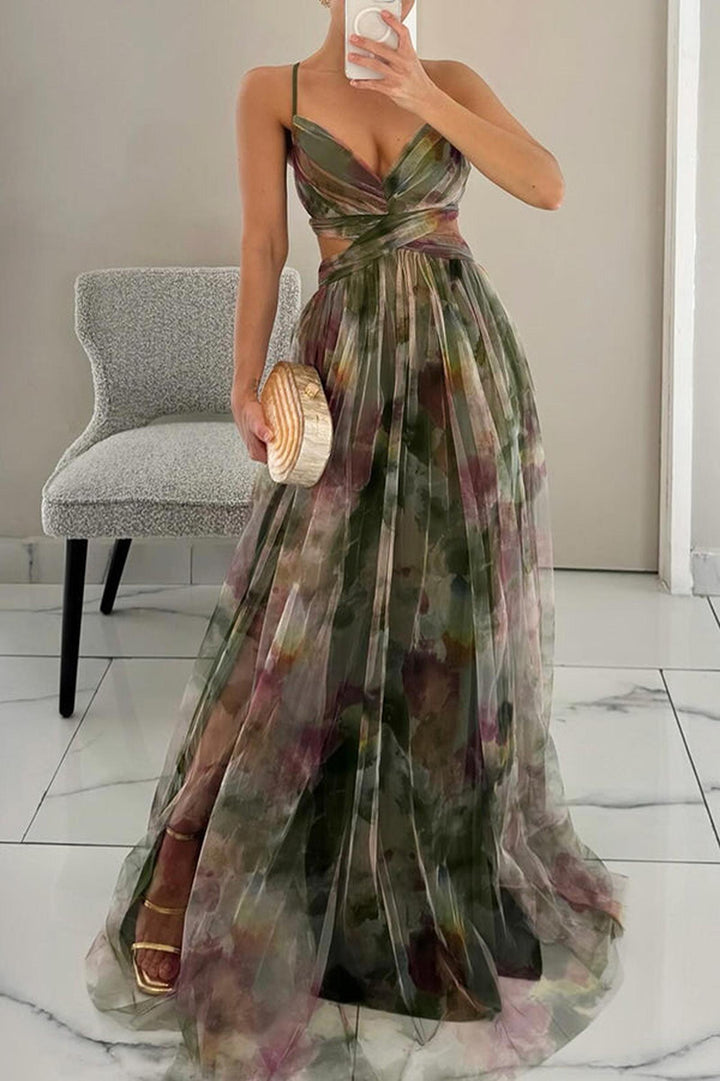 Isabel | Women's Spaghetti Strap Maxi Wedding Guest Dress