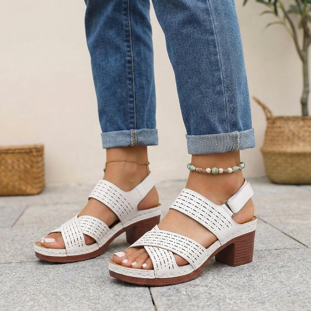Isabella | Orthopedic Platform Block Heel Sandals Cut Out Open Toe