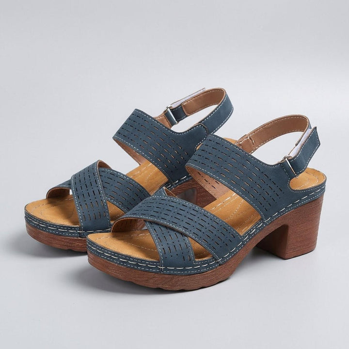 Isabella | Orthopedic Platform Block Heel Sandals Cut Out Open Toe